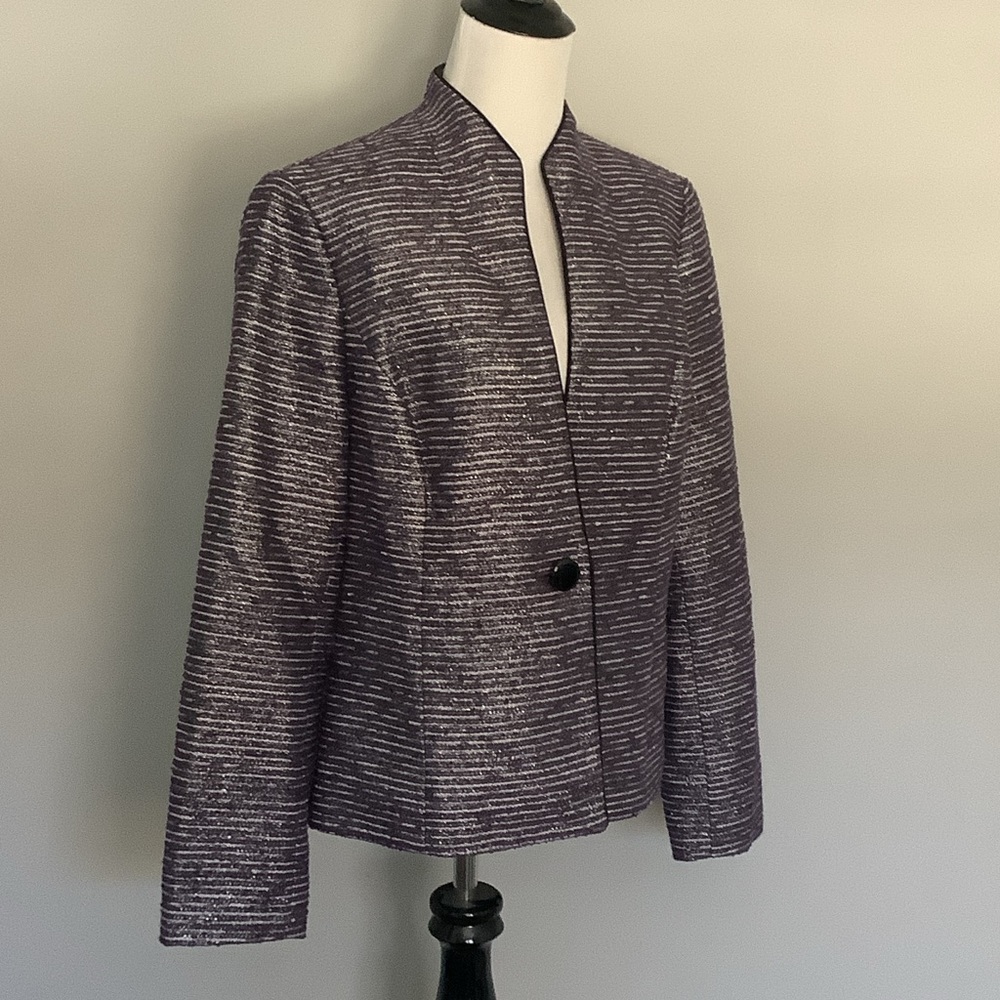 Jones Studio Textured Purple Black Silver Jacket, size 10